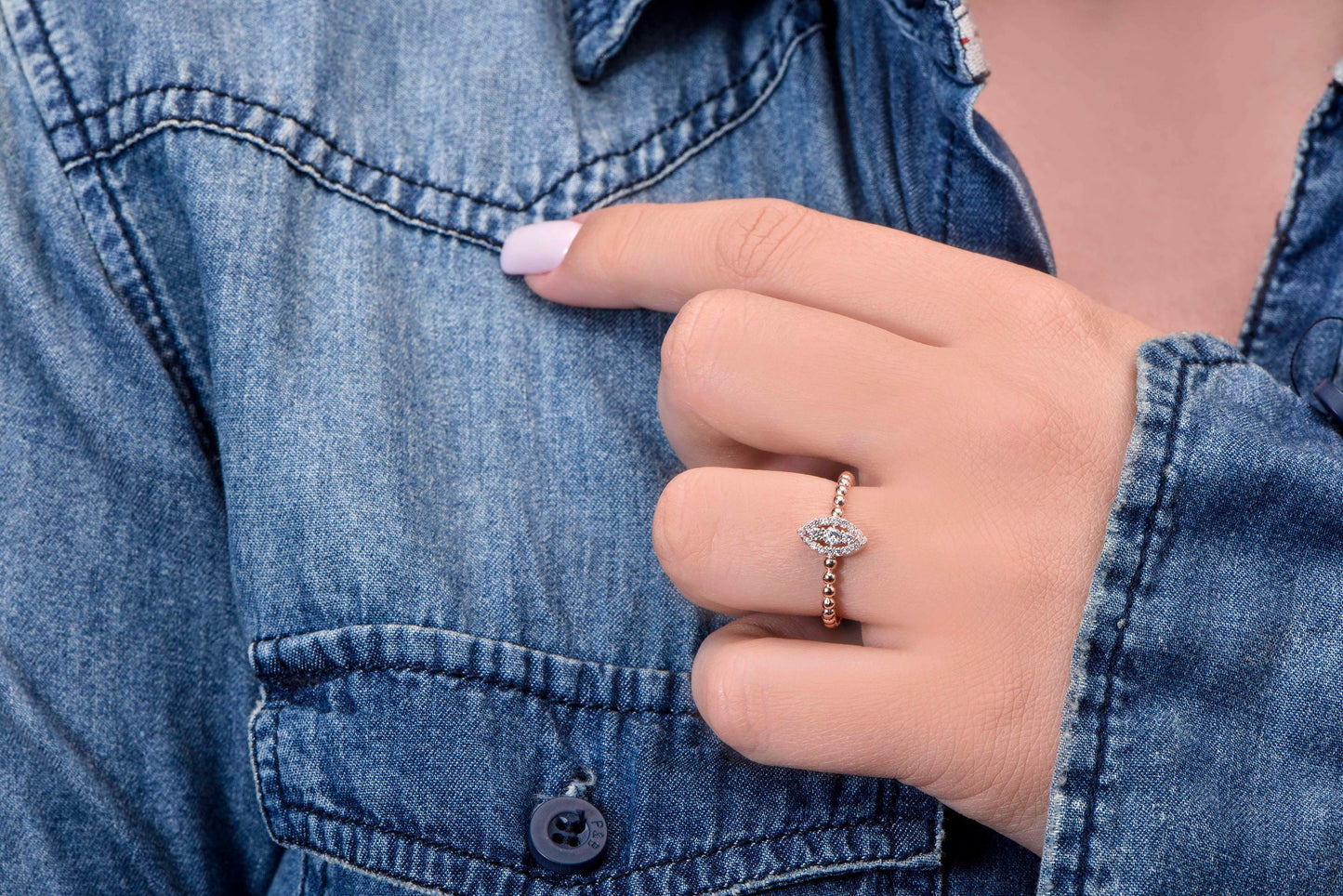 14K Gold Marquise Diamond Ring with Round Accents, Dainty Engagement Ring, Minimalist Gift for Special Occasions