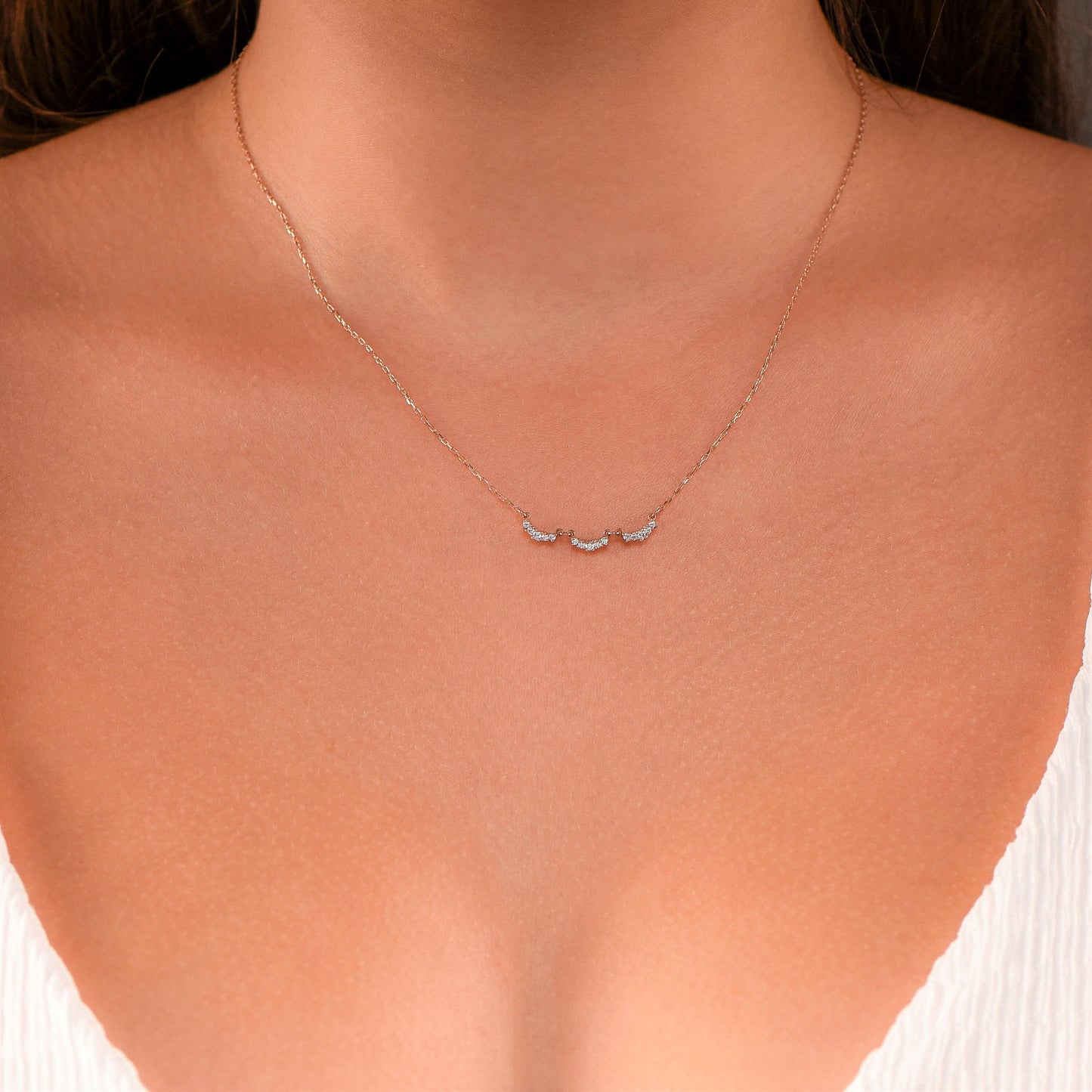 Whimsical Cloud Inspired Diamond Necklace - Made of Solid Rose Gold - Handcrafted with Love-Birthday Gift Necklace-Christmas Gift Necklace