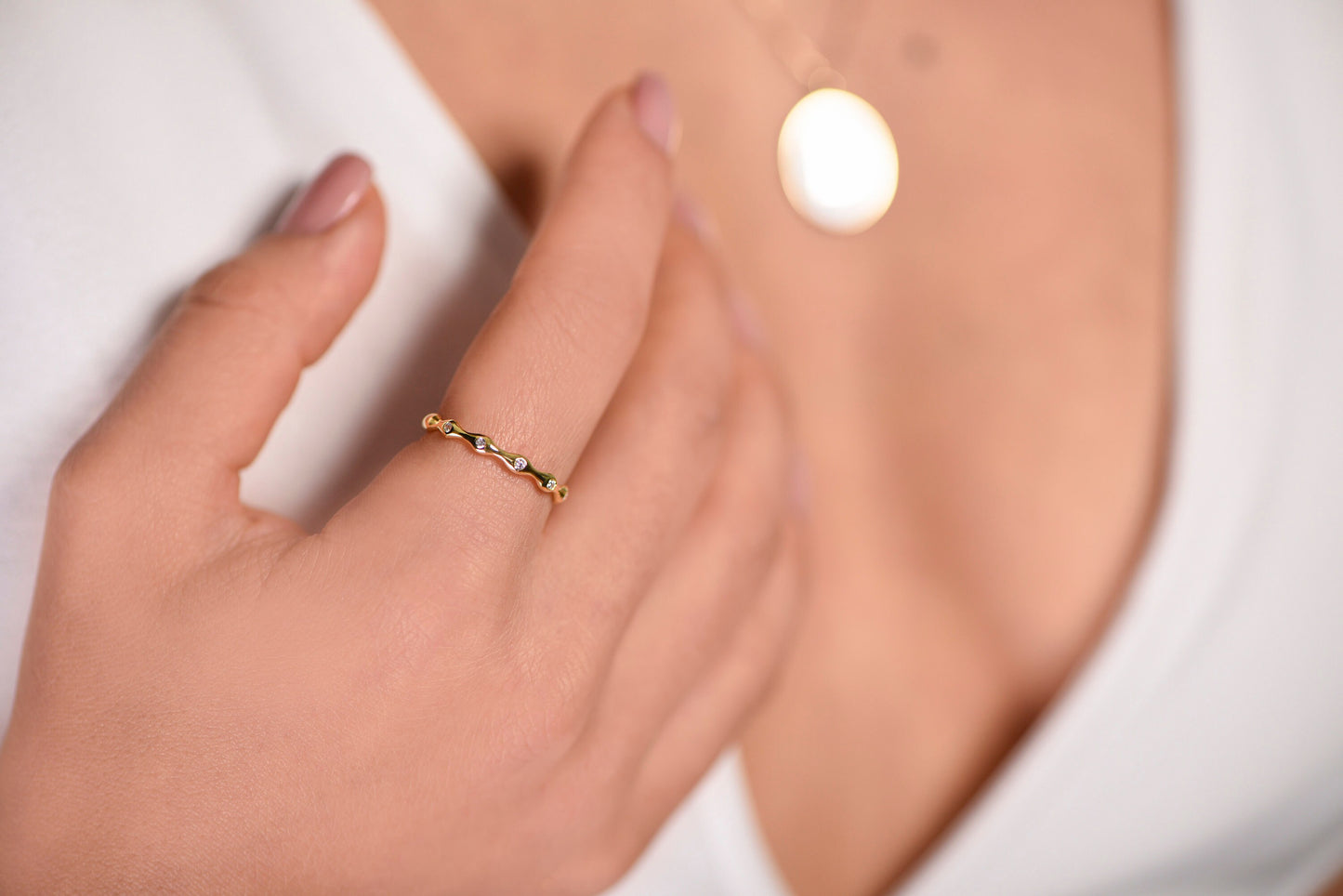 Gold Diamond Wedding Ring, Model Gold Ring,Gold Diamond Engagement Ring, Minimal Gold Ring, Design Gold Ring, Gift for Mom