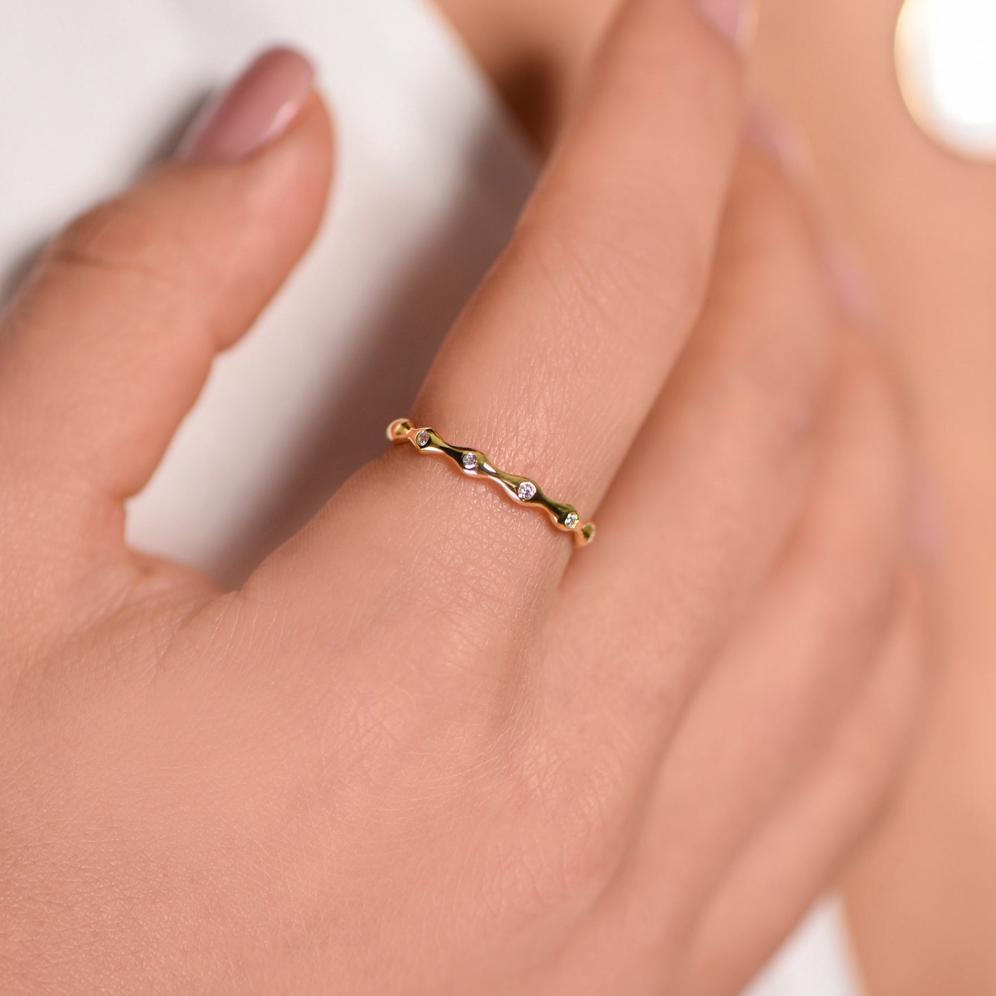 Gold Diamond Wedding Ring, Model Gold Ring,Gold Diamond Engagement Ring, Minimal Gold Ring, Design Gold Ring, Gift for Mom
