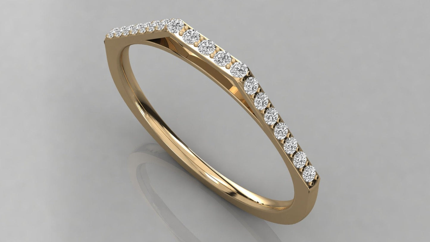 Modern Pyramid Style Diamond Ring in 14K Solid Gold - Half Eternity Wedding Band-Birthday Gift Ring,Gift For Love, Gift For MOM