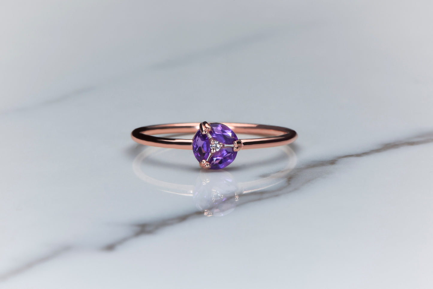 Amethyst Diamond Ring – Elegant Mother’s Day Gift – February Birthstone