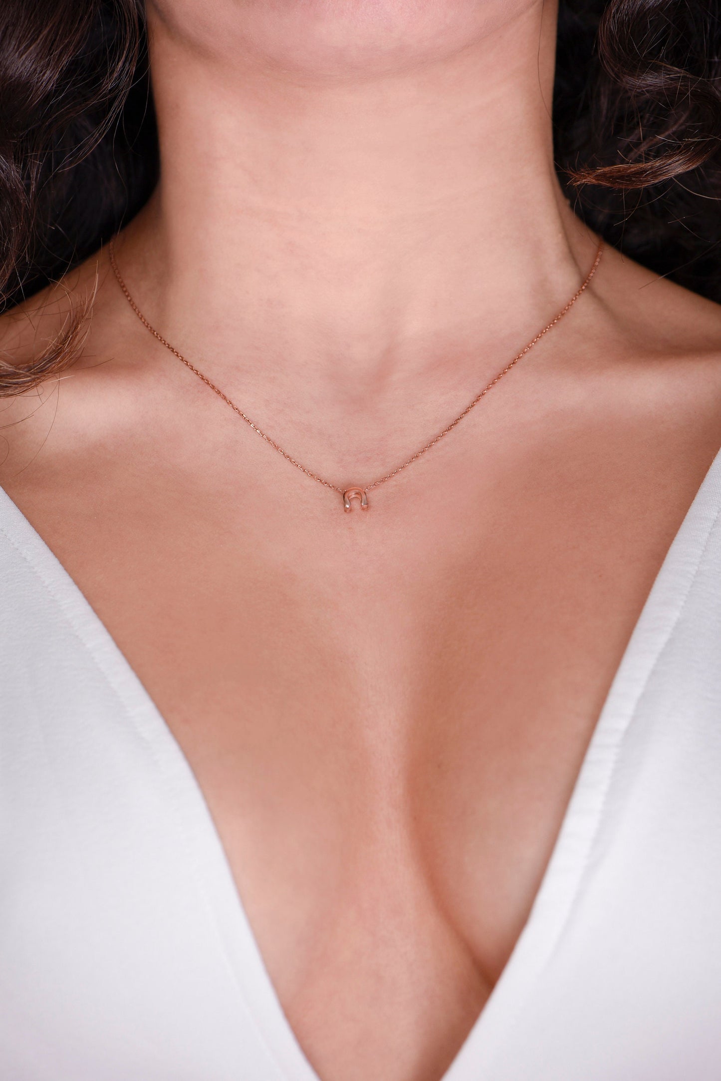 Elegant Horseshoe Necklace - 14K Rose Gold Layered Good Luck Charm,Birthday Gift Necklace,Lucky Symbol Necklace,Christmas Gift Necklace