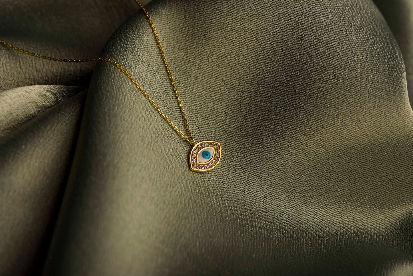 Diamond Framed Evil Eye Necklace,Protection and Style Combined,Mystical Symbol Necklace,Negative Repellent Necklace,Christmas Gift Necklace