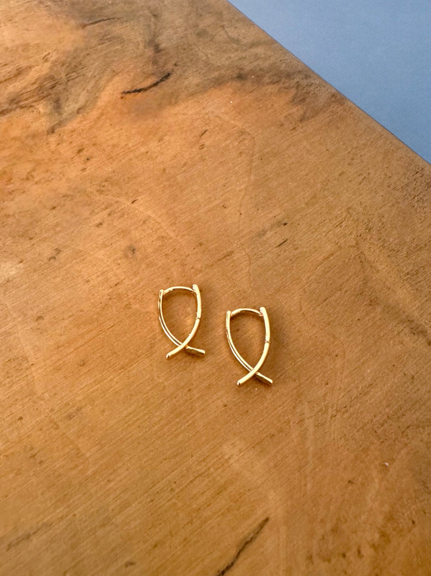 Solid Gold Ichthys Earrings,Gold Ichthys Earrings,Christian Symbol Fish Earrings,Minimal Gold Fish Earrings,Christmas Gift Earrings