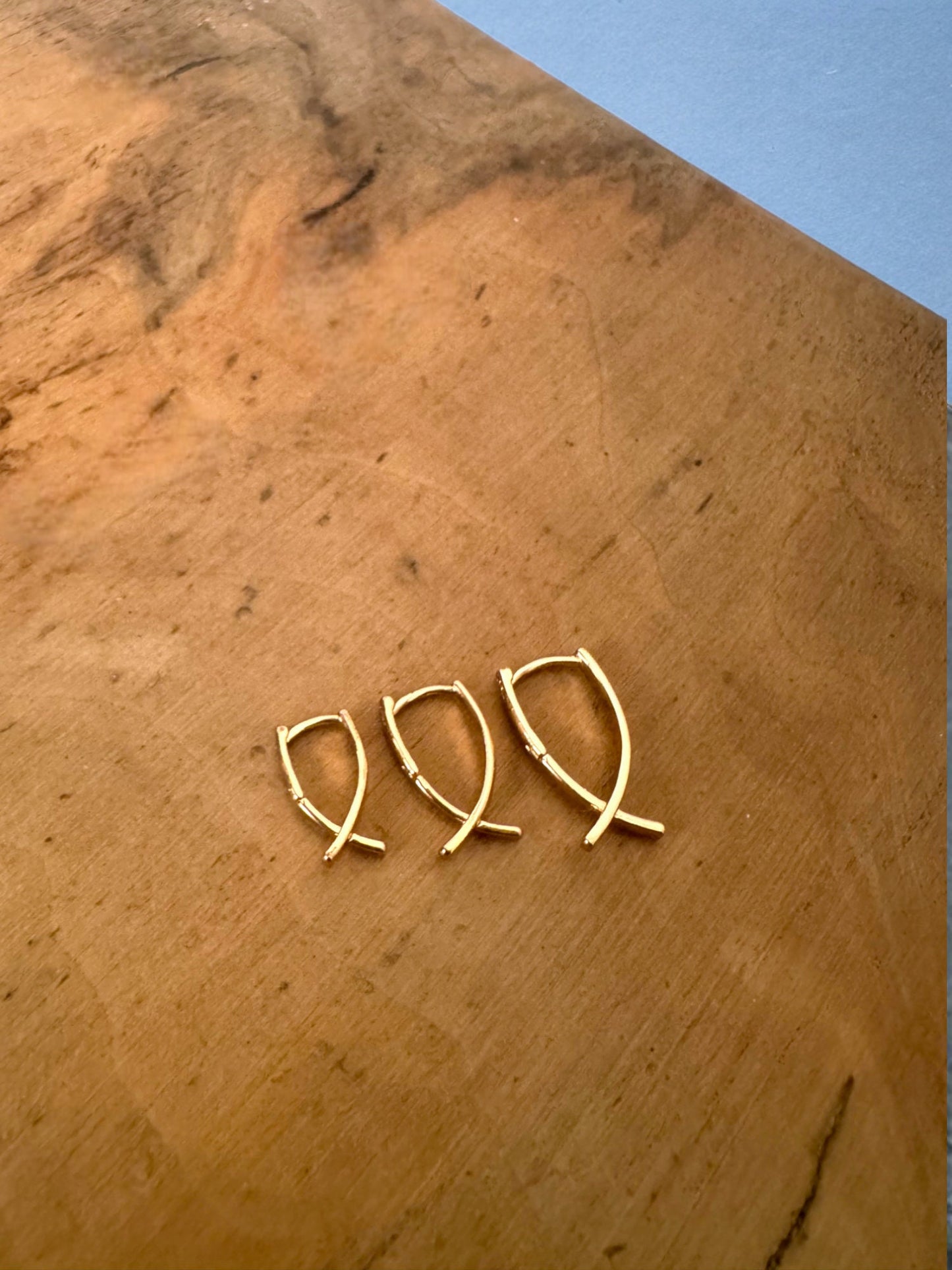 Solid Gold Ichthys Earrings,Gold Ichthys Earrings,Christian Symbol Fish Earrings,Minimal Gold Fish Earrings,Christmas Gift Earrings