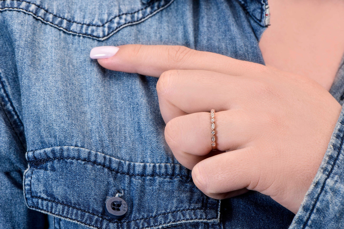 14K Gold Vintage Ring,Vintage Moissanite Wedding Ring,14K Rose Gold Stacking Band with Diamond Engagement, Gift For Mom