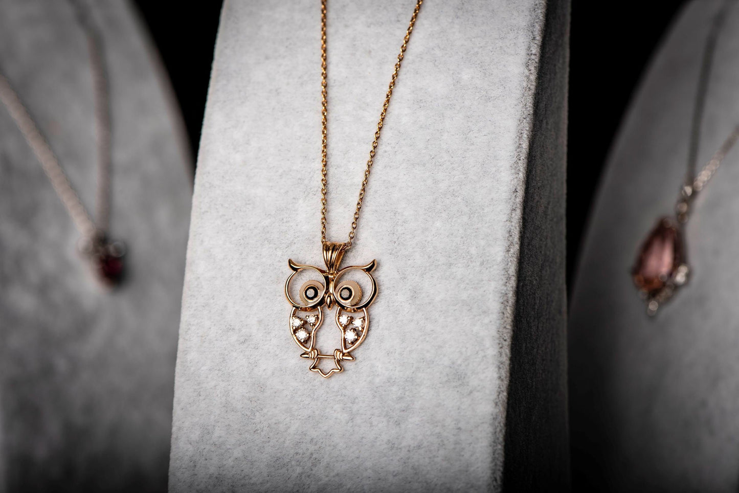 18K Solid Gold Owl Necklace, Designer Owl Necklace, Animal Lover Necklace, Gift Owl Necklace, Diamond Owl Necklace,Christmas Gift Necklace