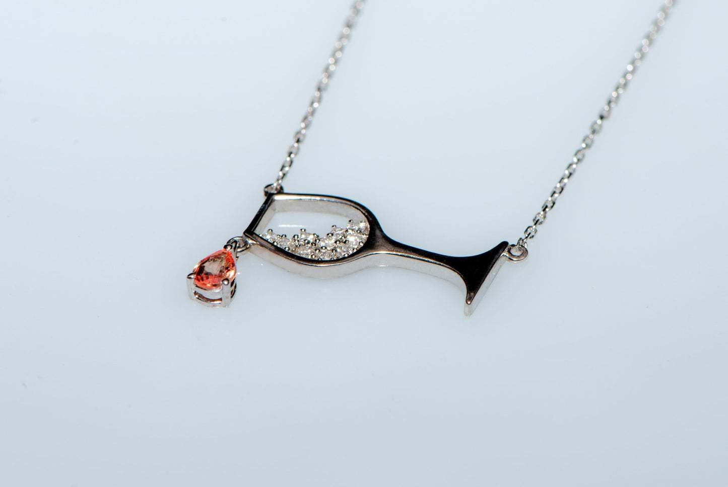 14k Gold Wine Glass Ruby Necklace /Diamond Necklace/Personalized Birthday Gift Necklace/Design Diamond Necklace/ Gift For MOM