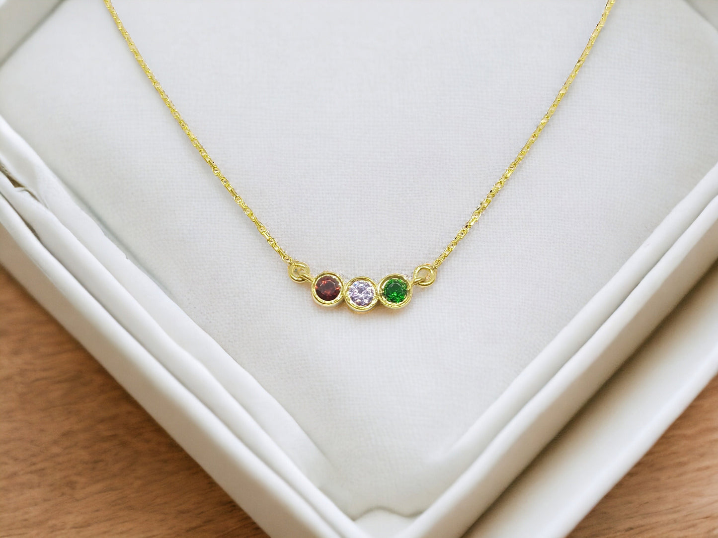 Solid Gold Birthstone Necklace, Personalized Birthstone Necklace, Bridesmaid gift,Birthday Gift, Birthstone Jewelry,Mother's Day Gift