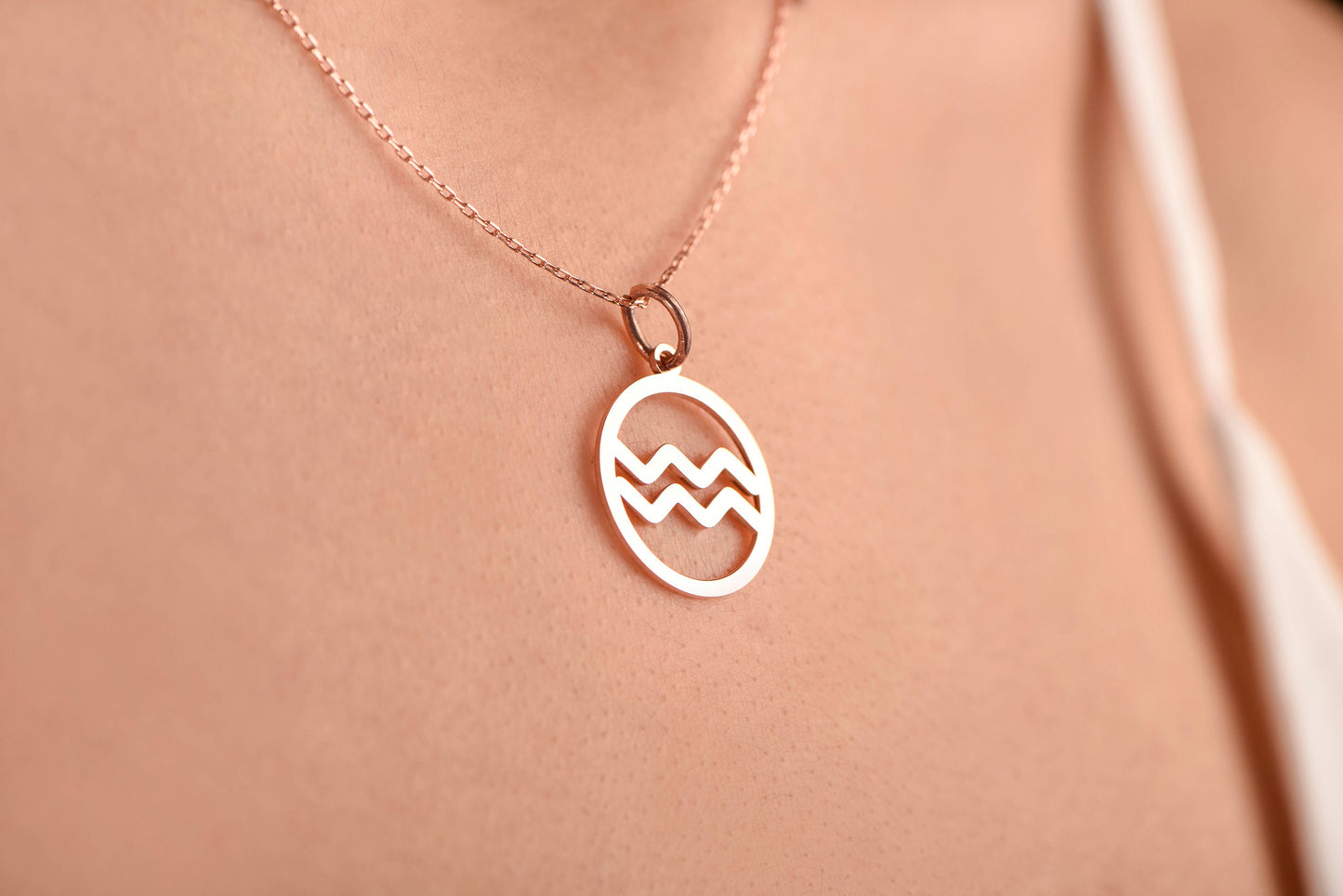 Gold Aquarius Zodiac Symbol Necklace / Gold Aquarius Zodiac Pendant / Dainty Zodiac Necklace /Birthday Gift Necklace/Christmas Gift Necklace
