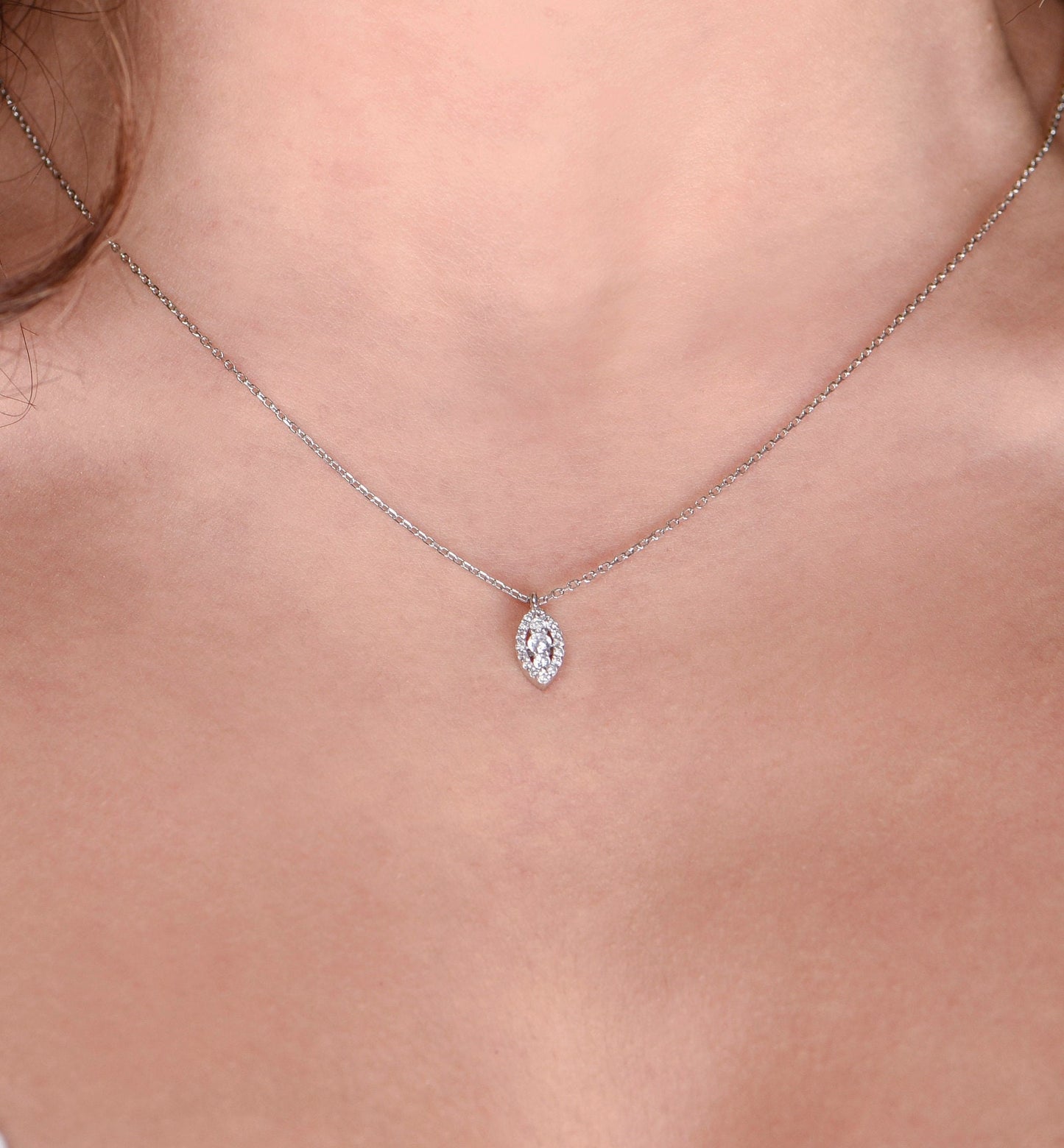 Marquise Shape Diamond Cluster Necklace,Chic and Timeless Pendant,Minimal Marquise Necklace,Minimal Dainty Necklace,Christmas Gift Necklace