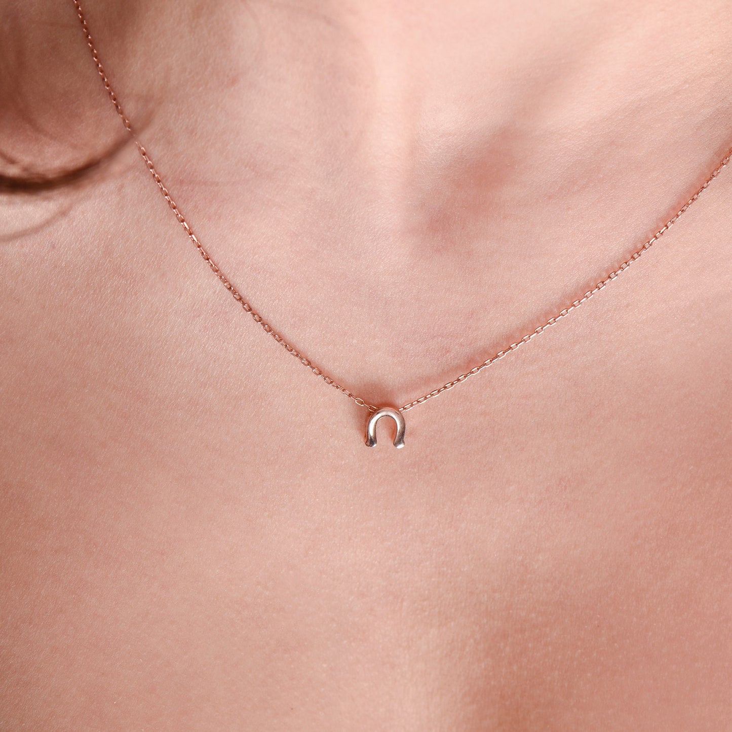 Elegant Horseshoe Necklace - 14K Rose Gold Layered Good Luck Charm,Birthday Gift Necklace,Lucky Symbol Necklace,Christmas Gift Necklace