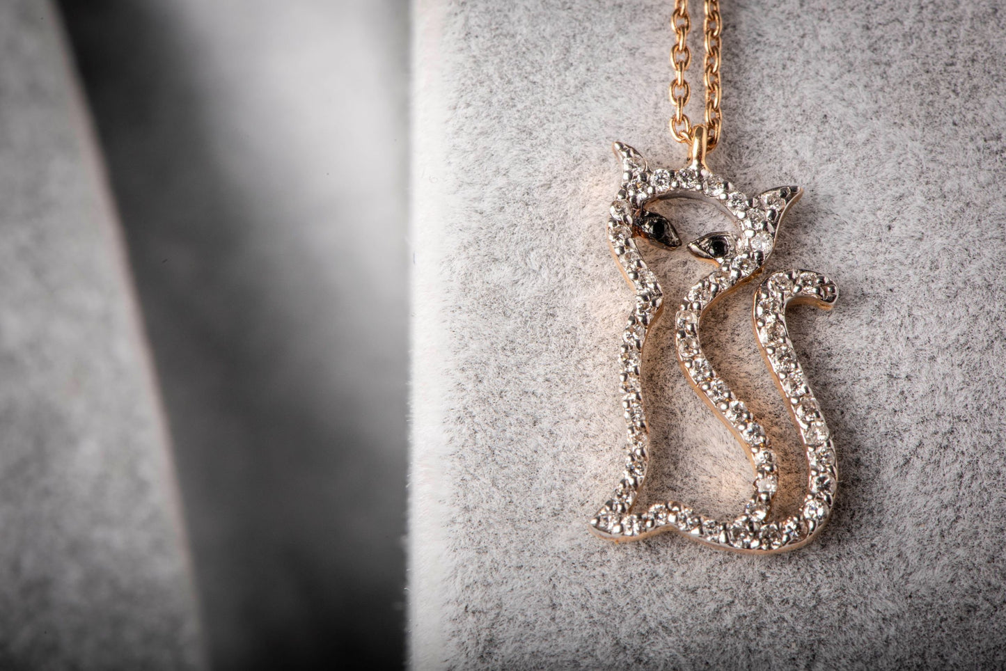 14K Gold Diamond Cat Necklace,Animal Lover Necklace,Cat Lover Necklace,Gold Diamond Necklace,Birthday Gift Necklace,Valentine’s Day Gift