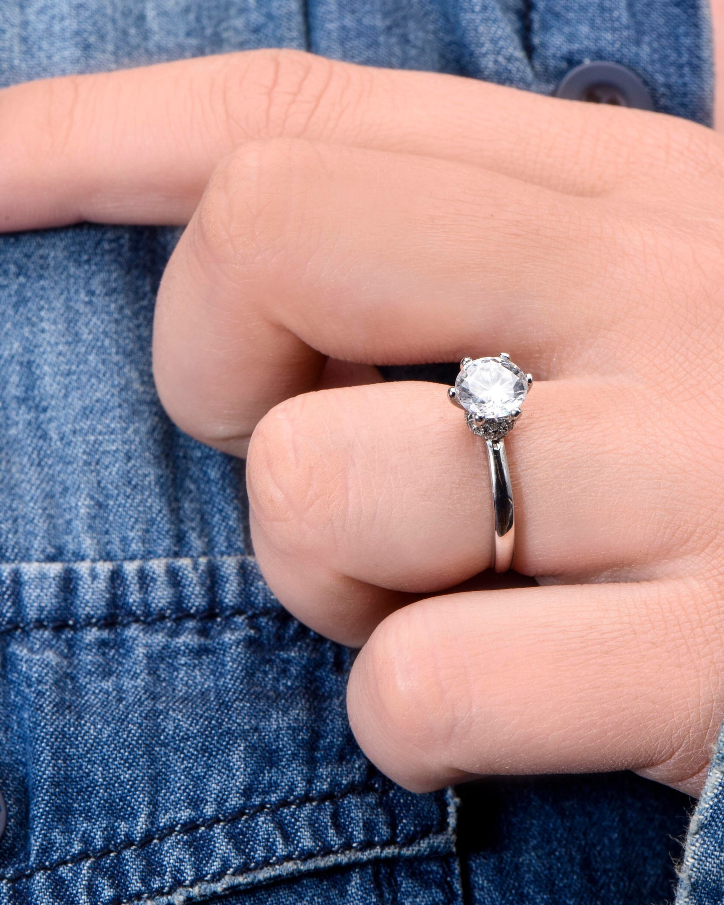 Round Moissanite Solitaire Engagement Ring – 1.00ct, 14K Solid Gold, Classic Handmade Ring, GIA Certified Stones
