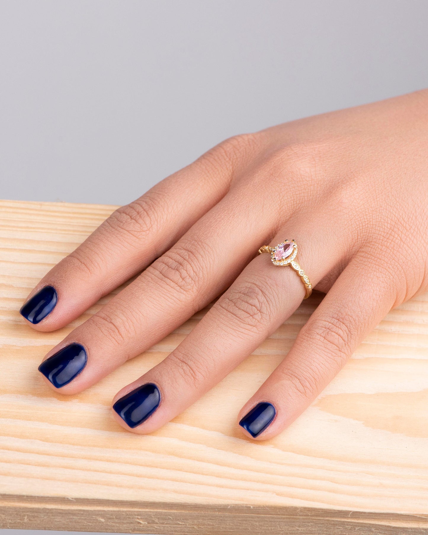 Marquise Pink Tourmaline and Diamond Ring in 14k Gold – Vintage Engagement or Mother’s Day Ring