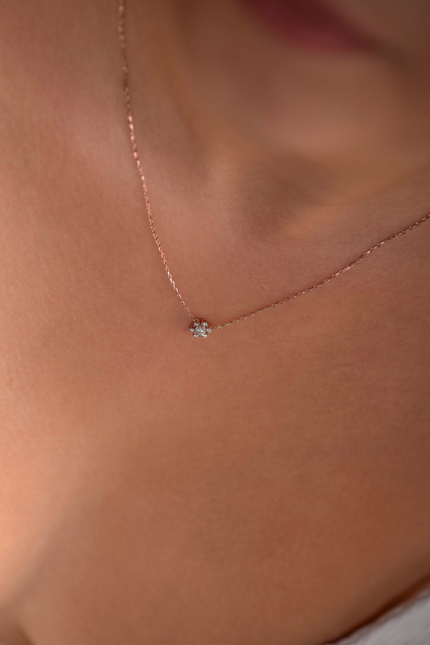 14K Gold Snowflake Diamond Necklace - Dainty Winter Pendant Gift for Her