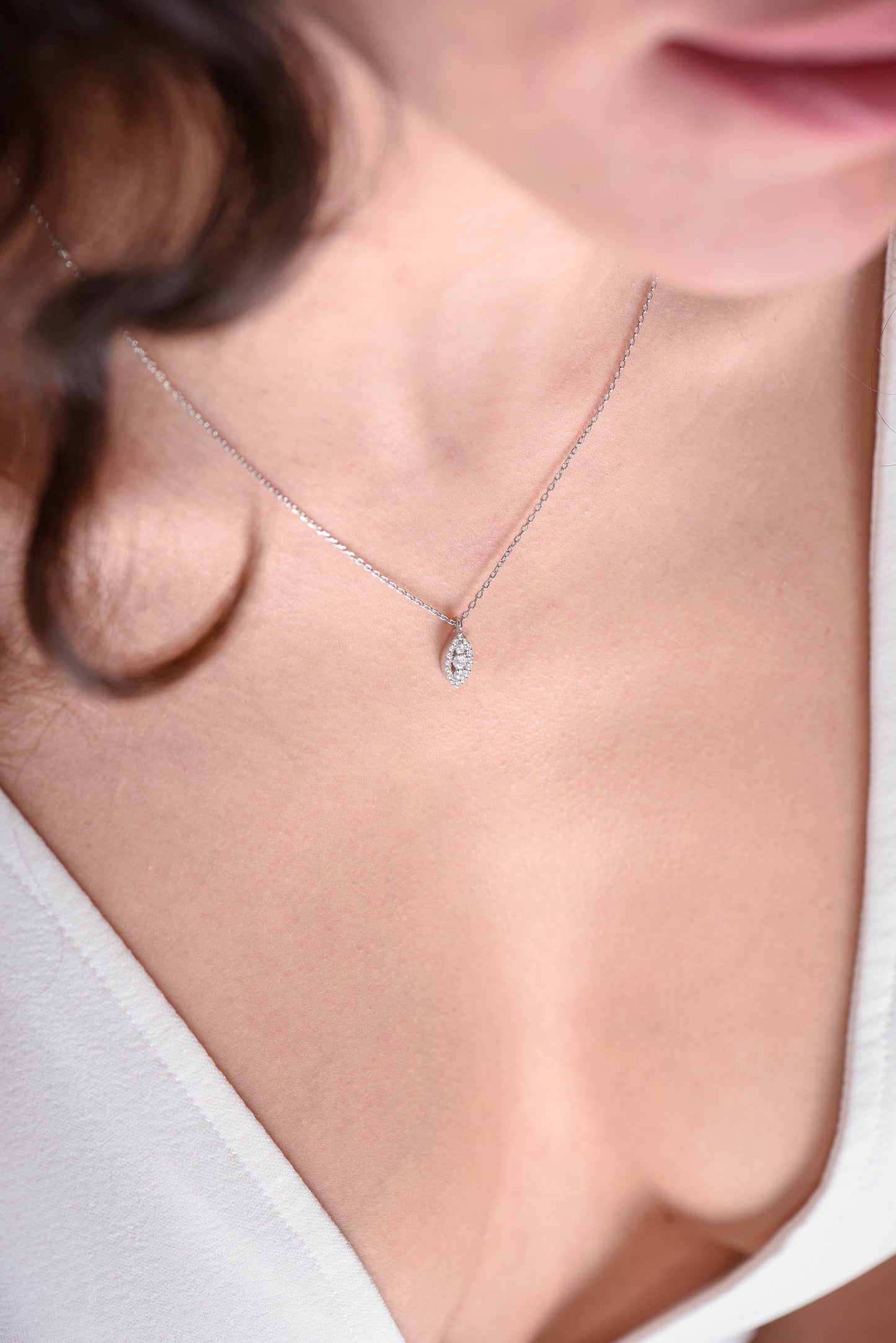 Marquise Shape Diamond Cluster Necklace,Chic and Timeless Pendant,Minimal Marquise Necklace,Minimal Dainty Necklace,Christmas Gift Necklace