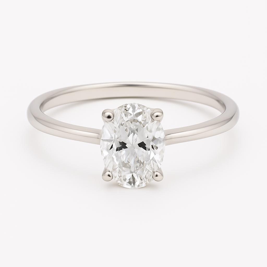 Oval Cut Moissanite Engagement Ring – 1.00ct, 14K Solid Gold, Handmade Ring, Wedding Proposal, Anniversary Gift