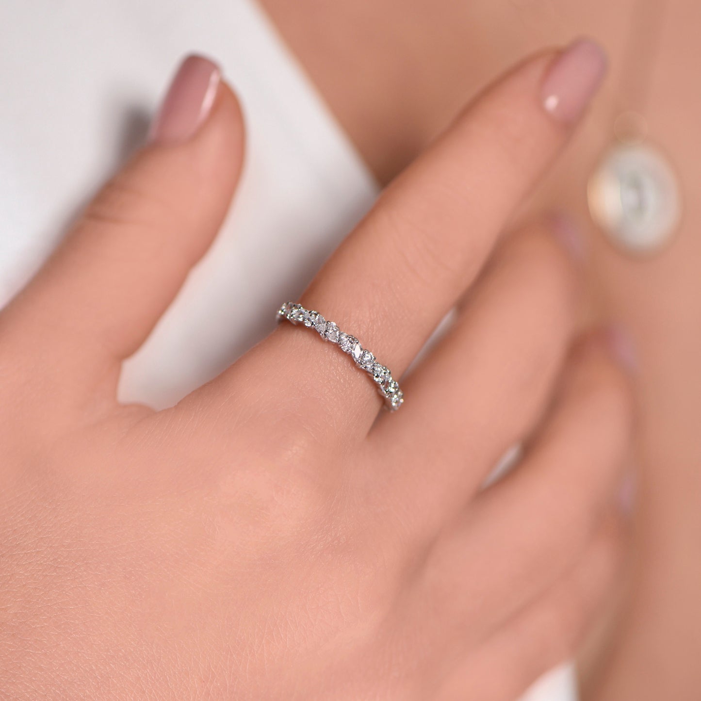 Marquise Diamond Ring,Engagement Gift Ring,Cluster Marquise Diamond Wedding Band,Christmas Gift Ring,X-mas Gift Ring,Gift For MOM