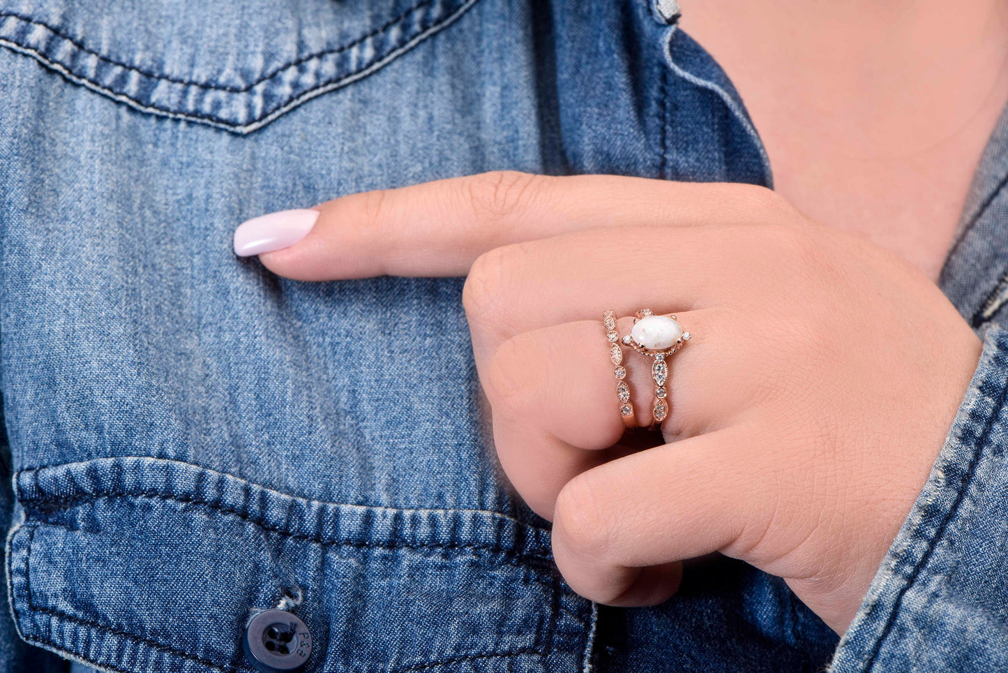 Vintage Opal and Diamond Ring in Solid 14k Gold – Rose Gold Oval Engagement Ring – October Birthstone Gift for Her