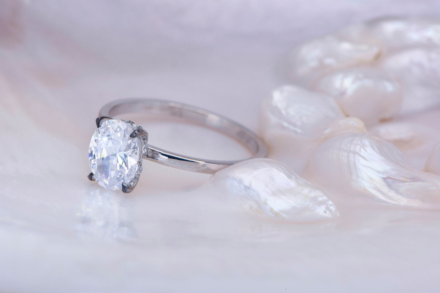 Oval Moissanite Engagement Ring – 1.50ct, White Gold Solitaire Ring, 14K Solid Gold, Handmade Ring for Proposal or Gift