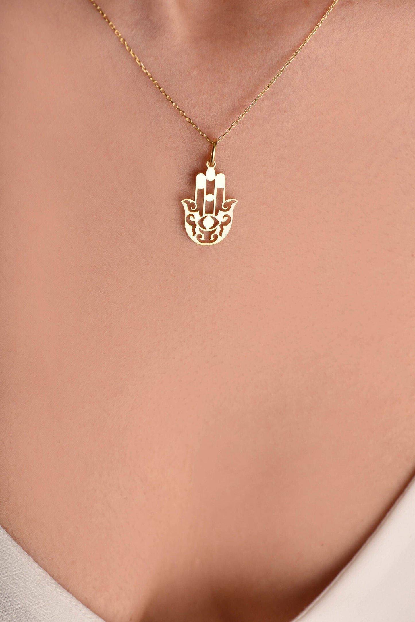 14K Solid Gold Fatman's Hand Necklace, Gold Spiritual Necklace, Spiritual Necklace, Birthday Gift Necklace, Christmas Gift