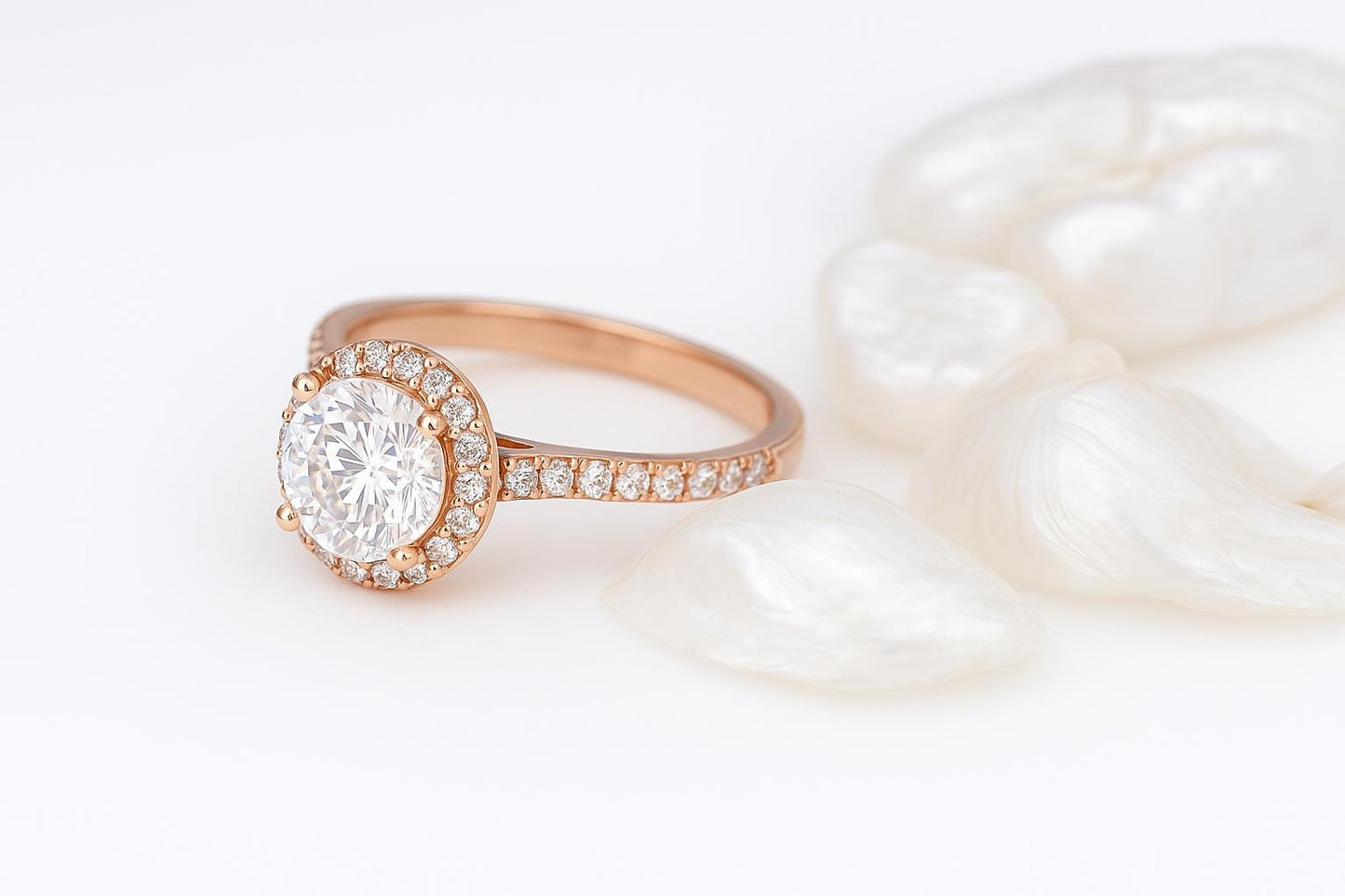 14K White Gold Halo Moissanite Ring, 1 Carat Round Cut, Engagement, Proposal & Wedding Ring
