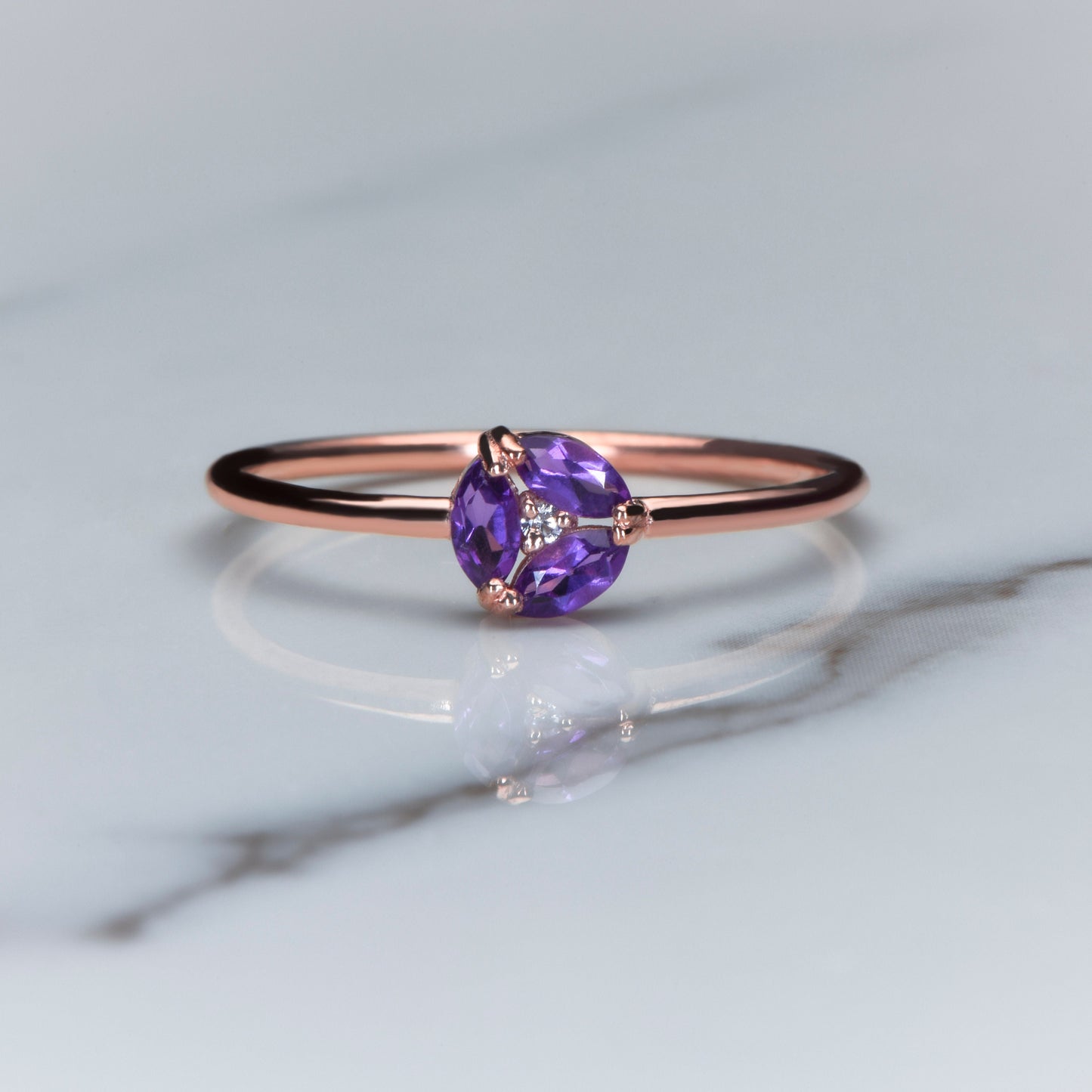 Amethyst Diamond Ring – Elegant Mother’s Day Gift – February Birthstone