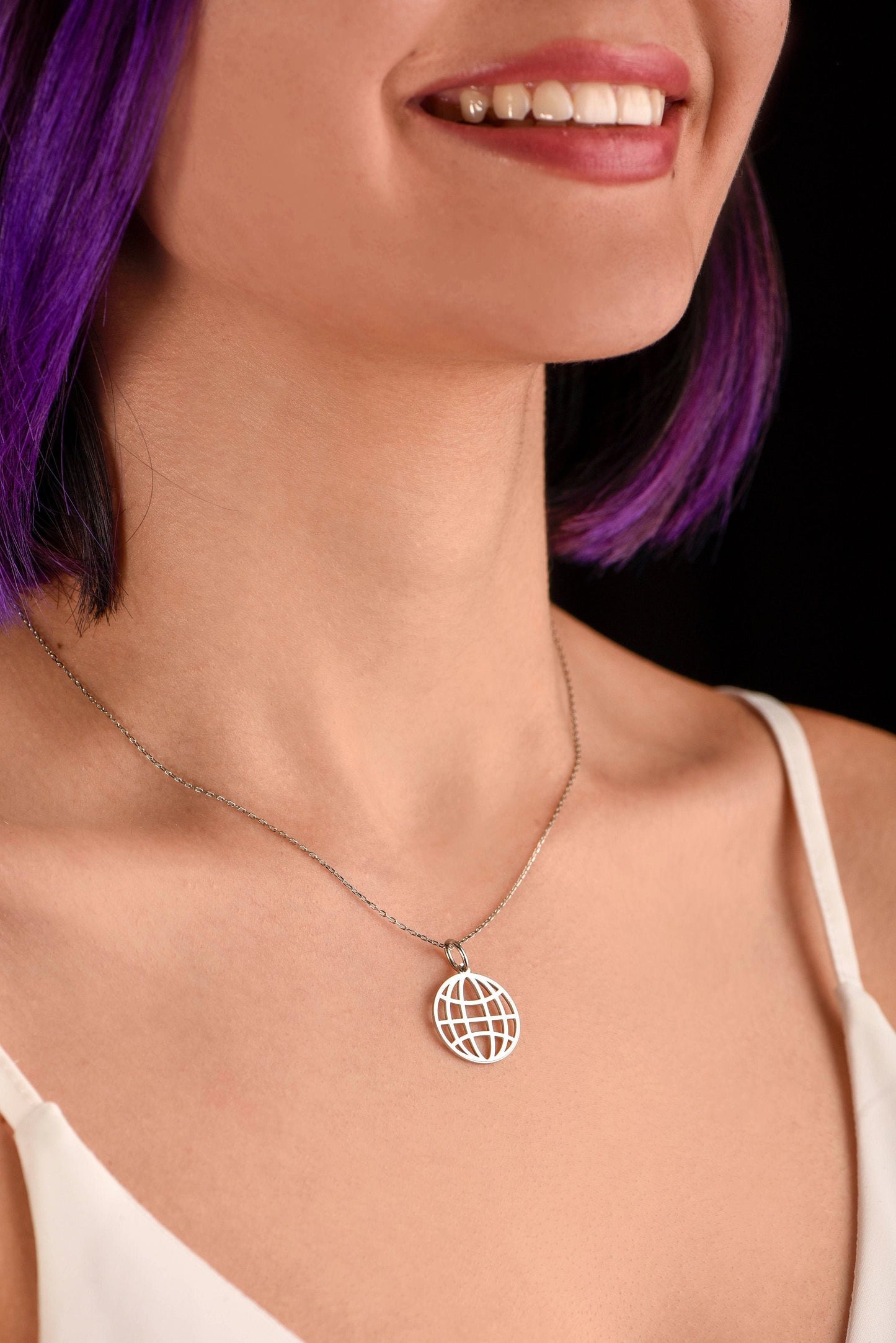 Solid Gold Earth Necklace, Planet Lover Necklace, Design Gold Earth Necklace, 3D Earth Necklace, Gold Gift Necklace,Christmas Gift Necklace