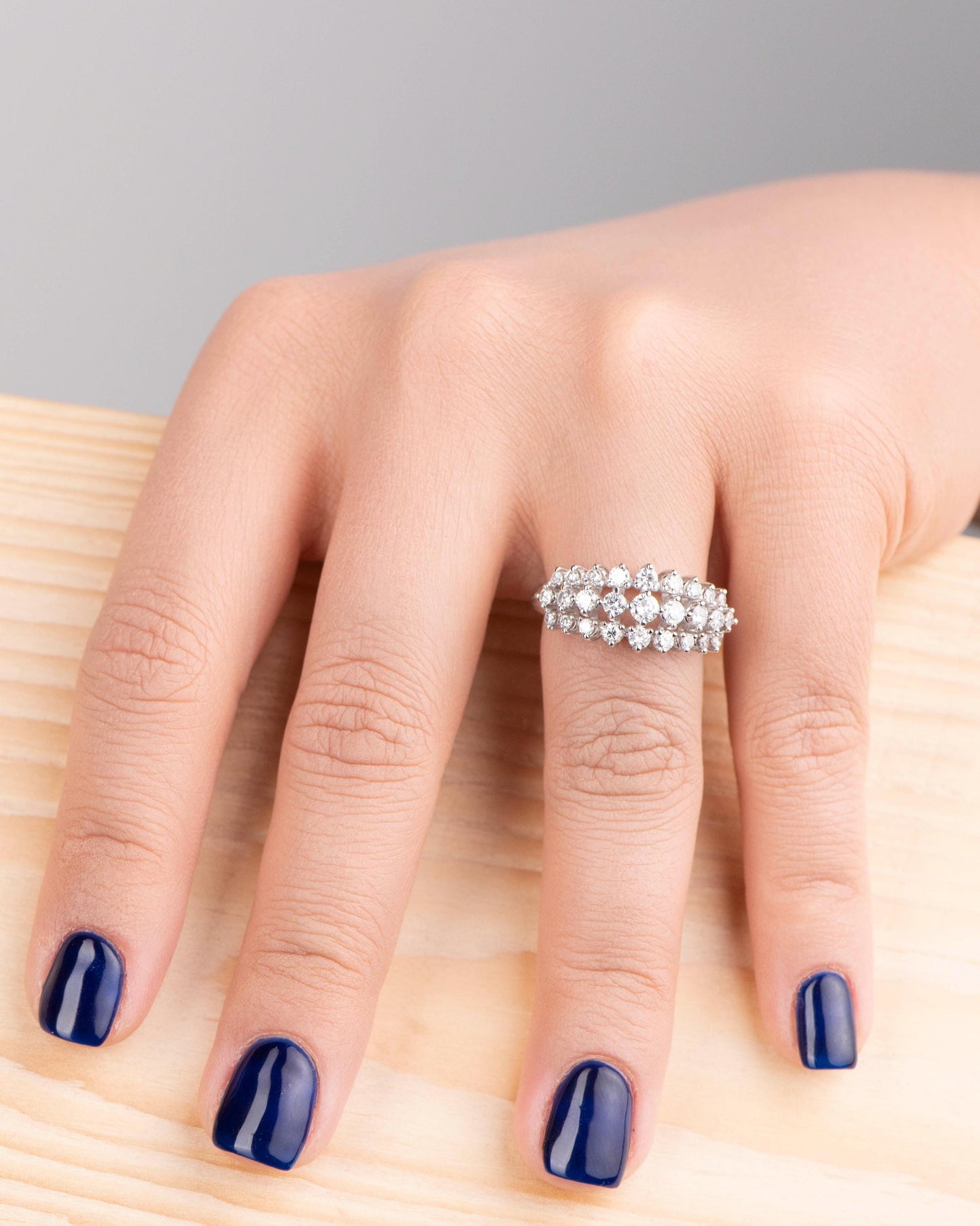 18K White Gold Diamond Wide Band Ring, 1.30Ct Natural Conflict-Free Diamonds, Wedding Anniversary Engagement Gift, Luxury Handmade Jewelry