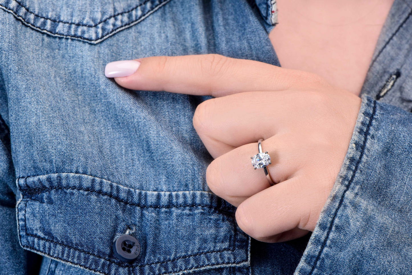Oval Moissanite Engagement Ring – 1.50ct, White Gold Solitaire Ring, 14K Solid Gold, Handmade Ring for Proposal or Gift