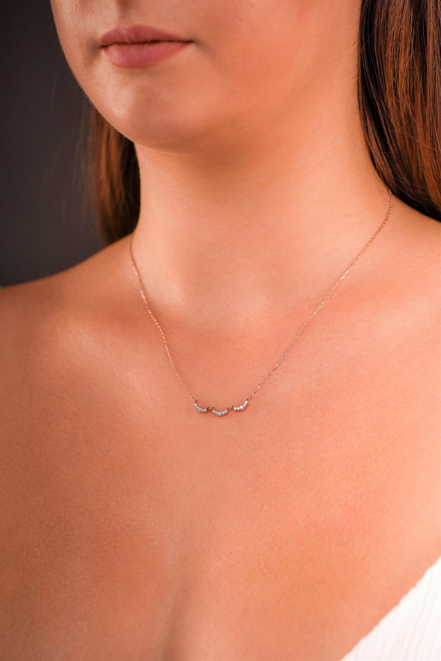 Whimsical Cloud Inspired Diamond Necklace - Made of Solid Rose Gold - Handcrafted with Love-Birthday Gift Necklace-Christmas Gift Necklace