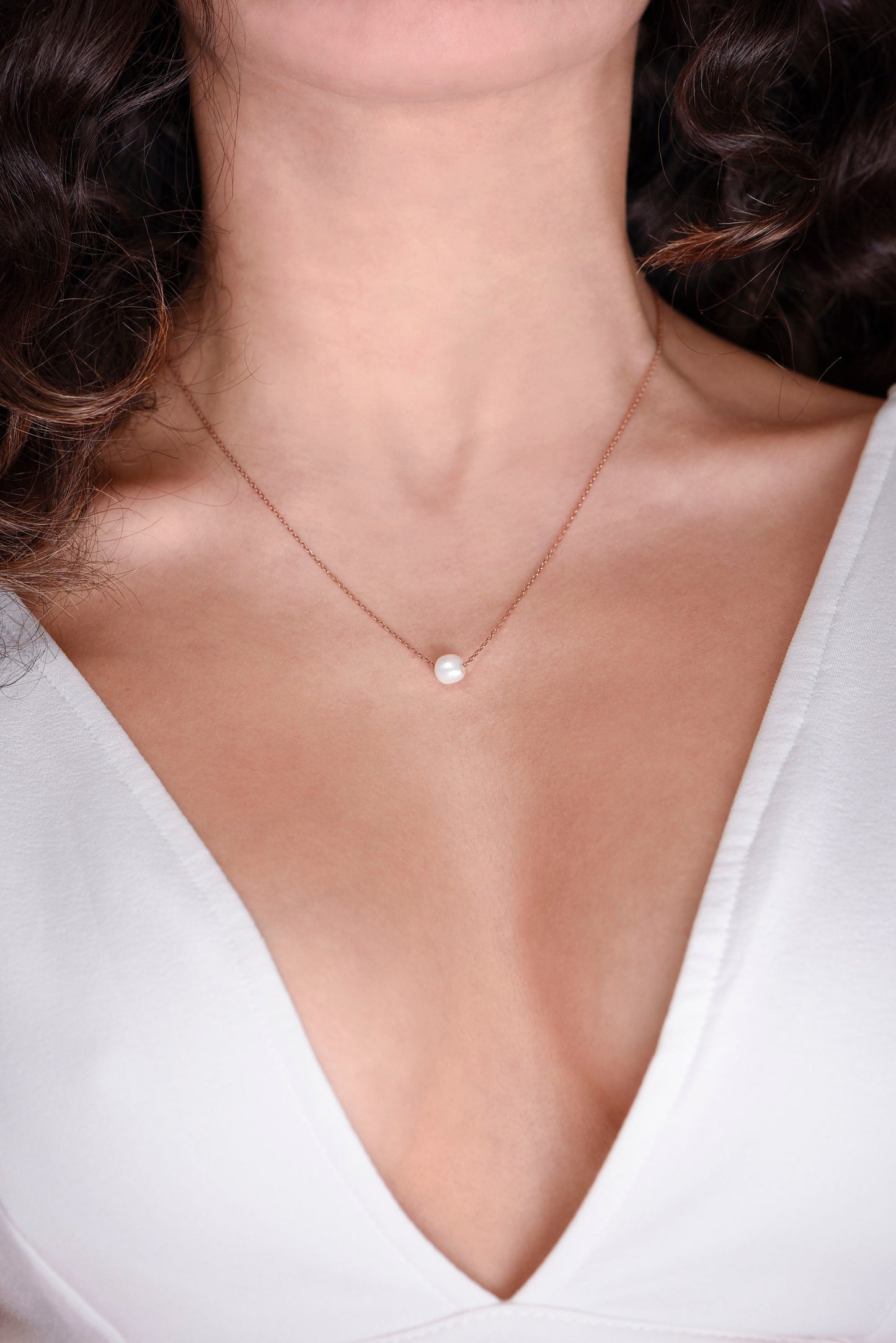 Minimal Gold Pearl Necklace, Elegant Gold Pearl Necklace, Pearl Necklace, Solid Gold Pearl Necklace,Mother's Day Gift,Mother's Day