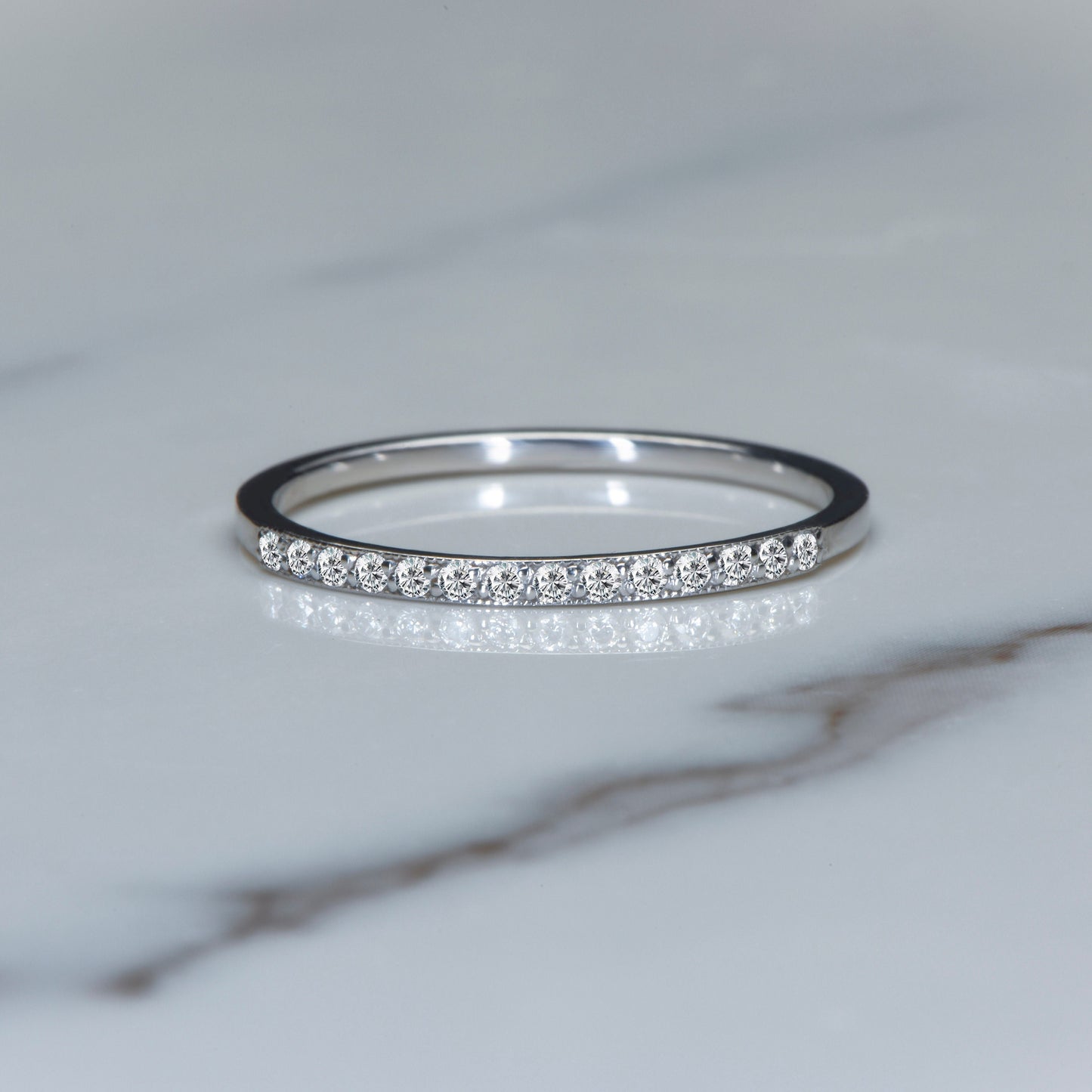 Minimalist Diamond Stacking Ring – Dainty Thin Gold Band – 14K Solid Gold – Promise Ring – Gift for Her – Eternity Ring