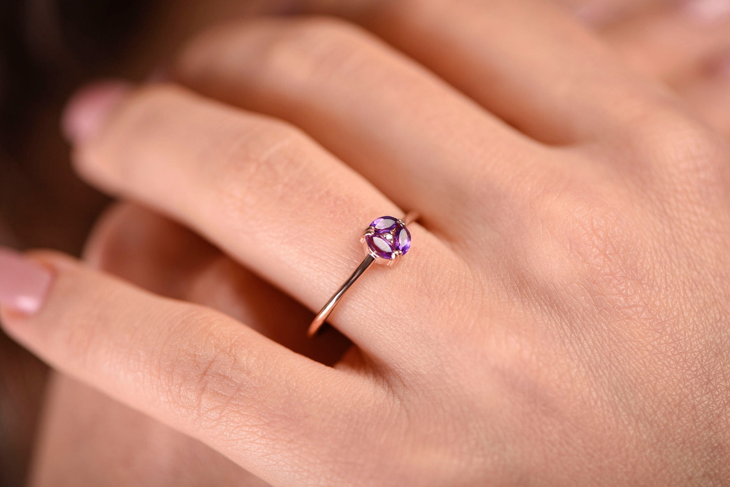 Amethyst Diamond Ring – Elegant Mother’s Day Gift – February Birthstone