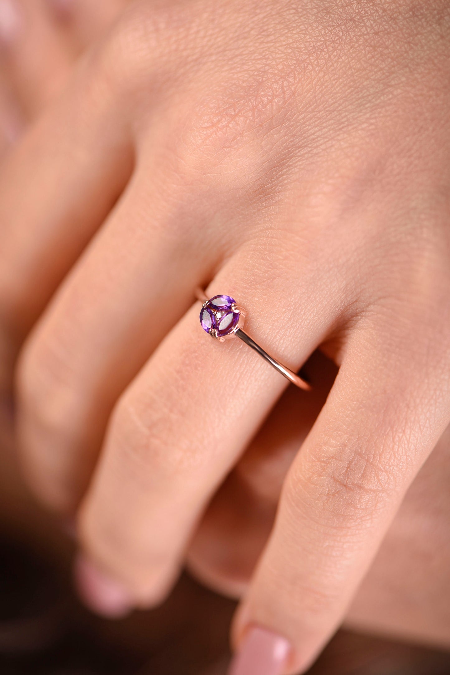 Amethyst Diamond Ring – Elegant Mother’s Day Gift – February Birthstone