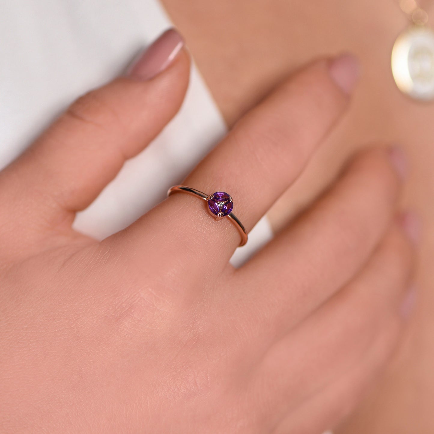 Amethyst Diamond Ring – Elegant Mother’s Day Gift – February Birthstone