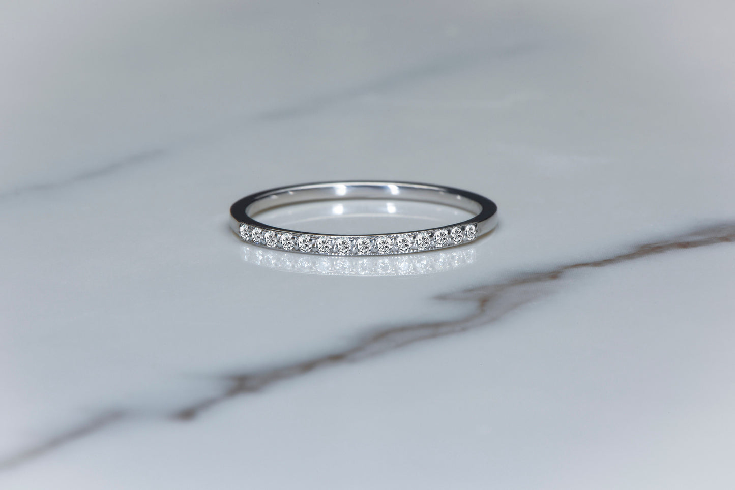 Minimalist Diamond Stacking Ring – Dainty Thin Gold Band – 14K Solid Gold – Promise Ring – Gift for Her – Eternity Ring