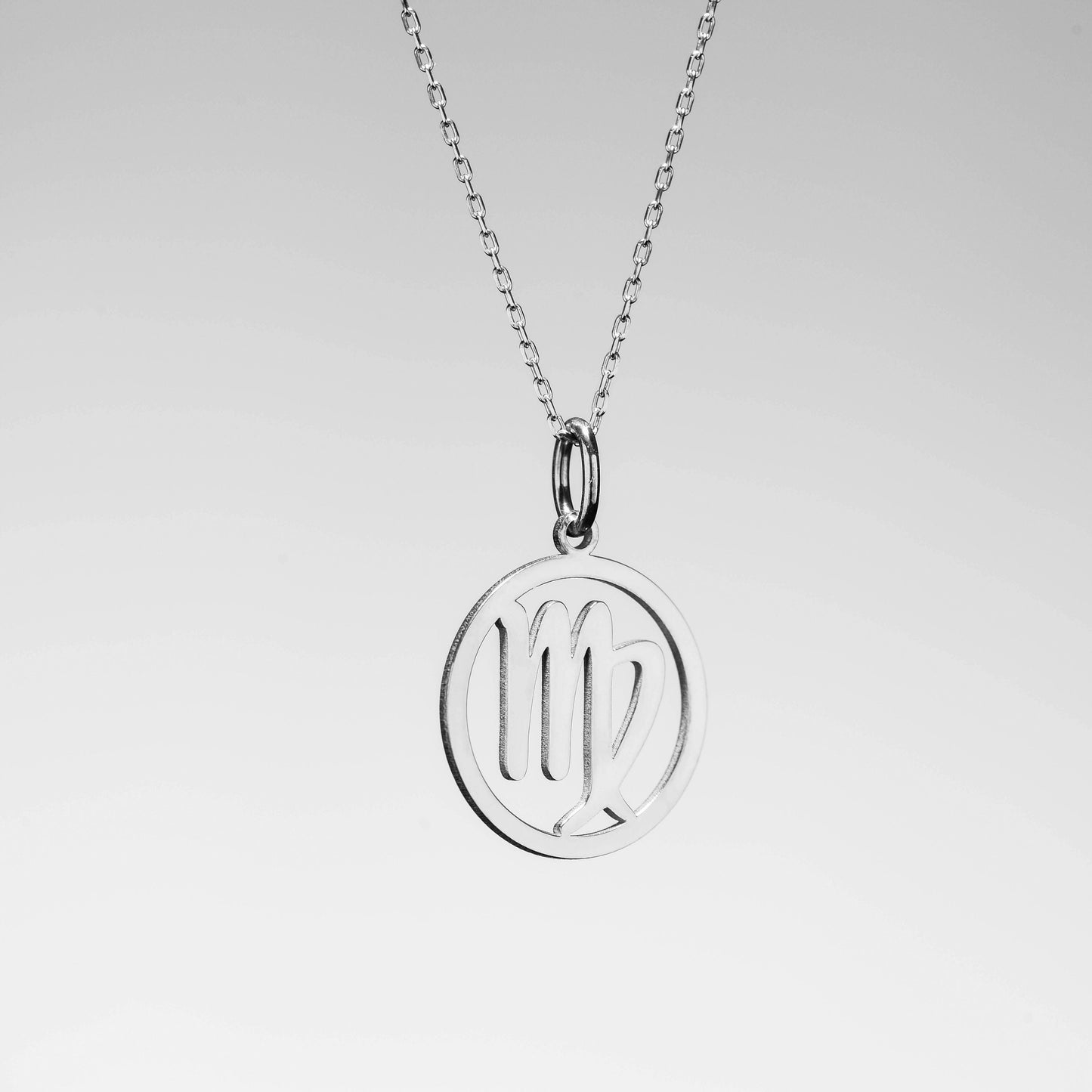 Gold Virgo Necklace,Virgo Symbol Pendant,Zodiac Solid Gold, Astrology Zodiac Jewelry,Birthday Gift Necklace,Christmas Gift Ring,X-mas Gift