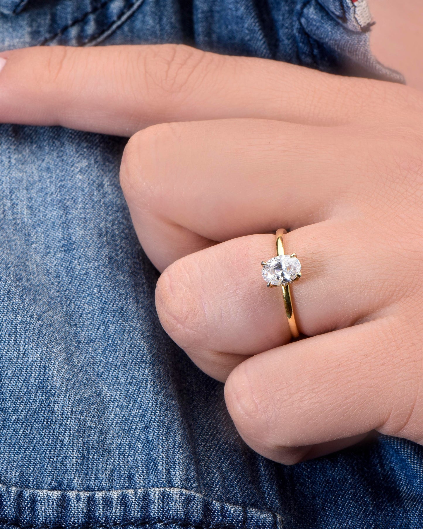 Oval Cut Moissanite Engagement Ring – 1.00ct, 14K Solid Gold, Handmade Ring, Wedding Proposal, Anniversary Gift