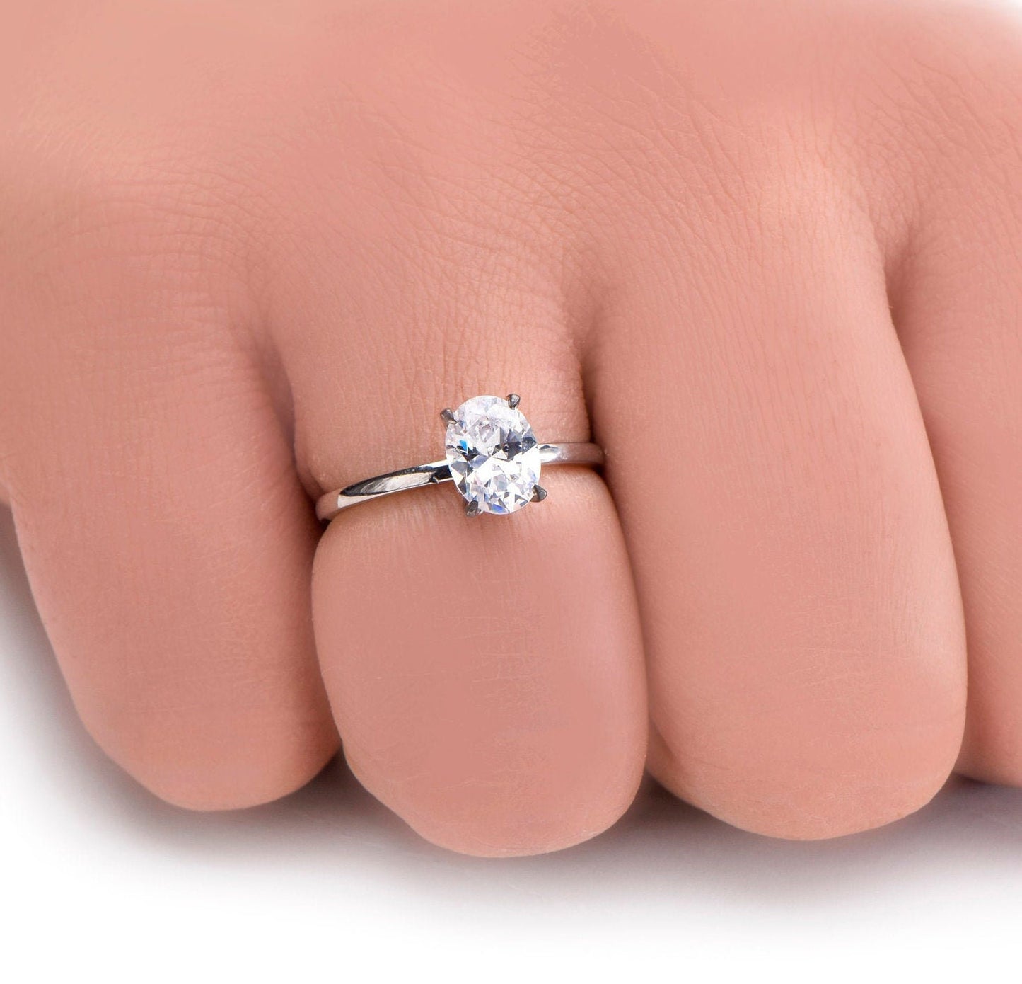 Oval Moissanite Engagement Ring – 1.50ct, White Gold Solitaire Ring, 14K Solid Gold, Handmade Ring for Proposal or Gift