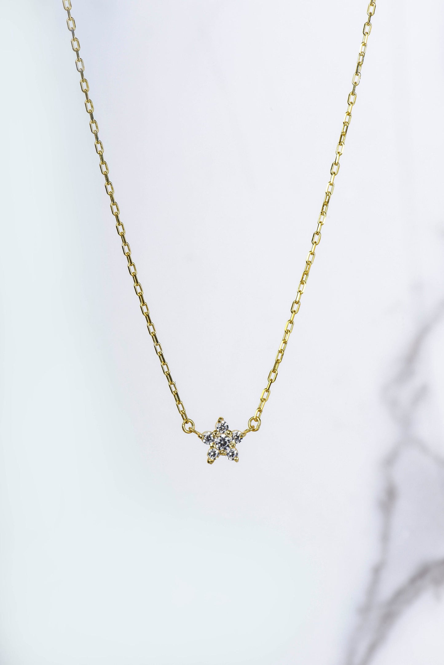 Thiny Star Necklace,Minimal Star Necklace,Solid Gold Diamond Star Necklace,Stylish Star Necklace,Mother's Day Gift, Gift For Mom