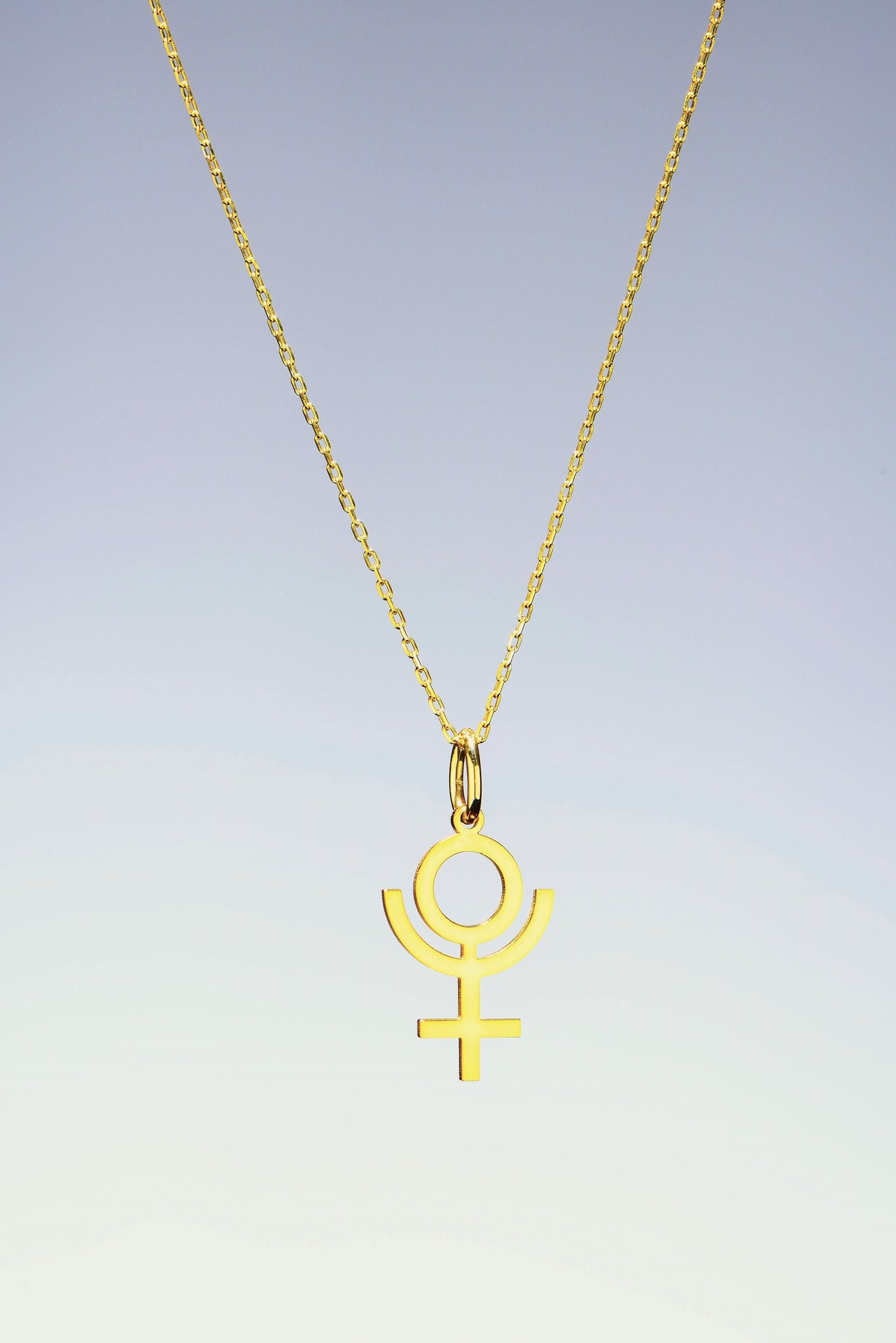 14K Solid Gold Pluto Symbol Necklace,Celestial Charm for Outer Space Lovers,Pluto Symbol Necklace,Christmas Gift Necklace,X-mas Gift Charm