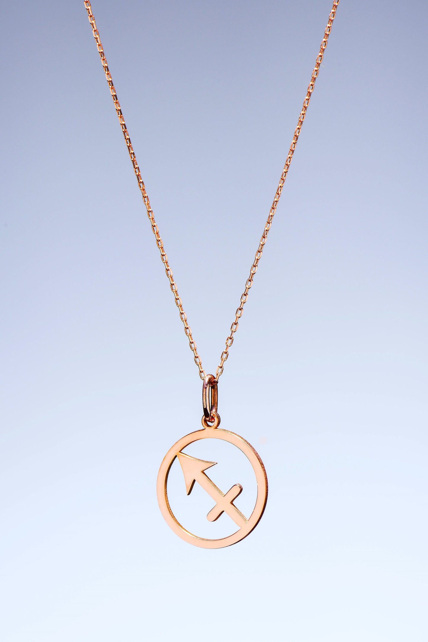 14K Solid Gold Sagittarius Necklace, Minimal Gold Sagittarius Necklace,Handmade Gold Sagittarius Necklace,Christmas Gift Necklace,X-mas Gift
