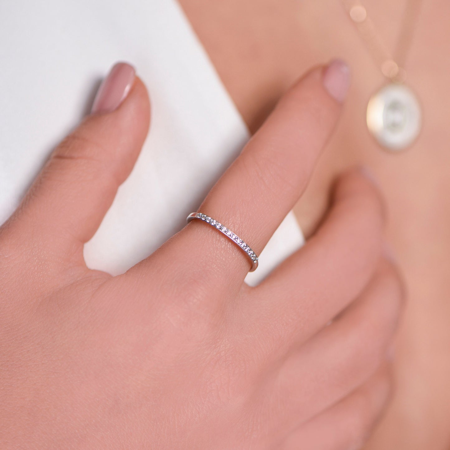 Minimalist Diamond Stacking Ring – Dainty Thin Gold Band – 14K Solid Gold – Promise Ring – Gift for Her – Eternity Ring