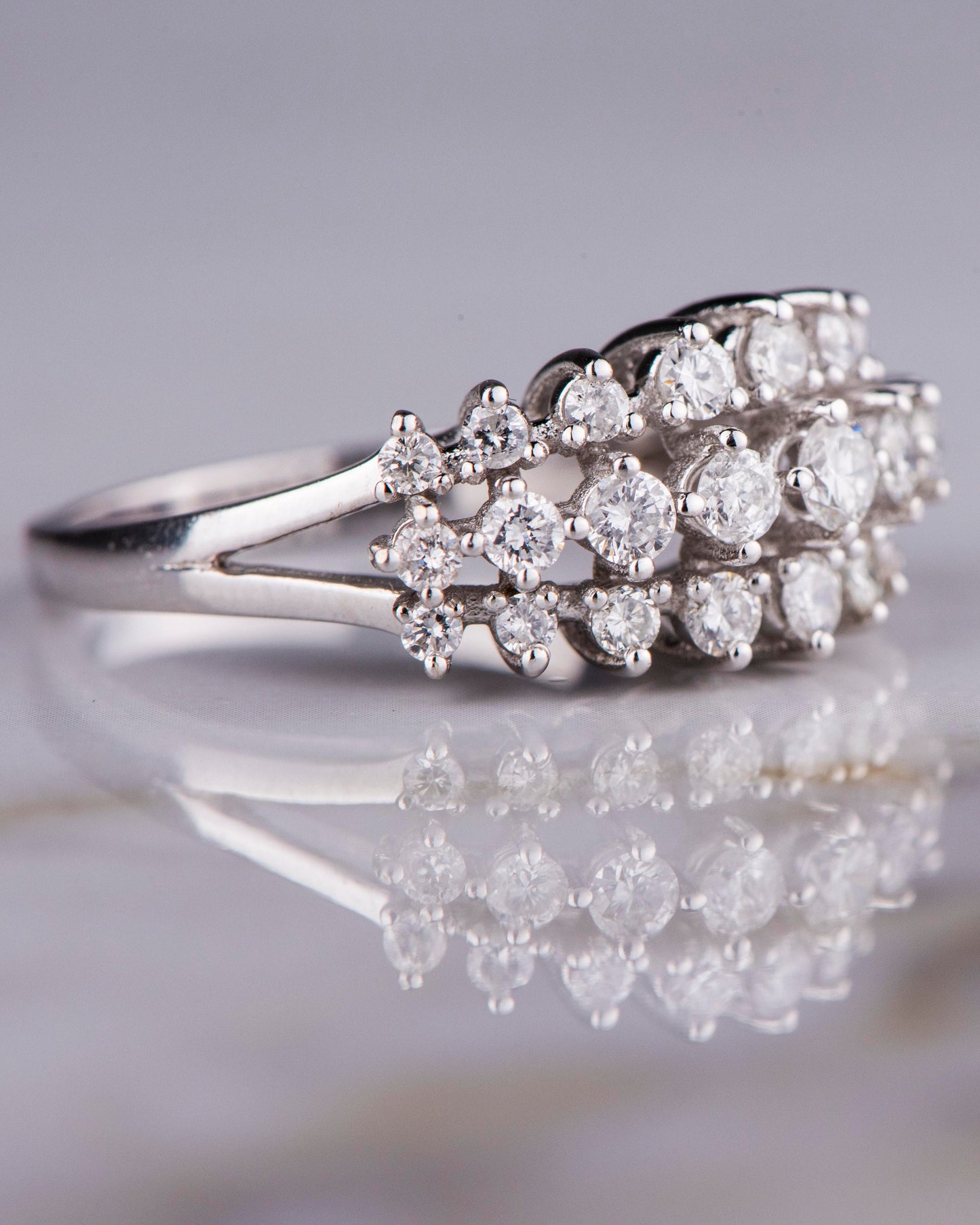 18K White Gold Diamond Wide Band Ring, 1.30Ct Natural Conflict-Free Diamonds, Wedding Anniversary Engagement Gift, Luxury Handmade Jewelry