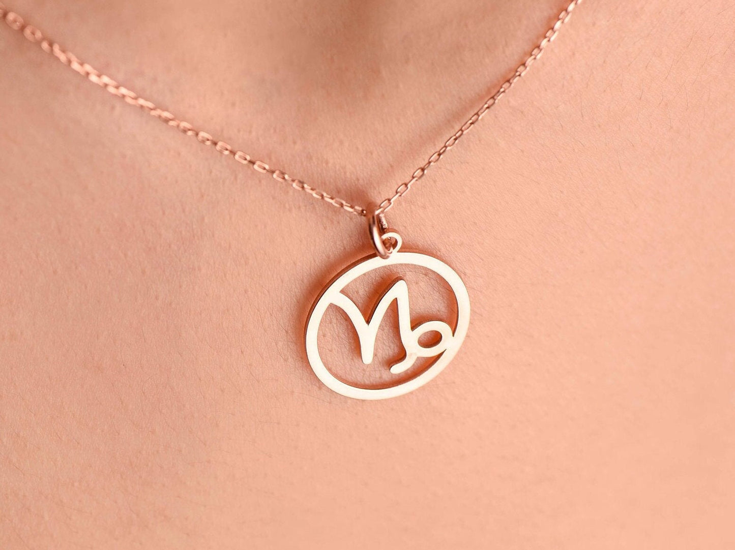 Stunning Solid Gold Capricorn Necklace,Zodiac Symbol Pendant,Gift for December Birthdays ,Capricorn Charm Necklace,Christmas Gift Necklace