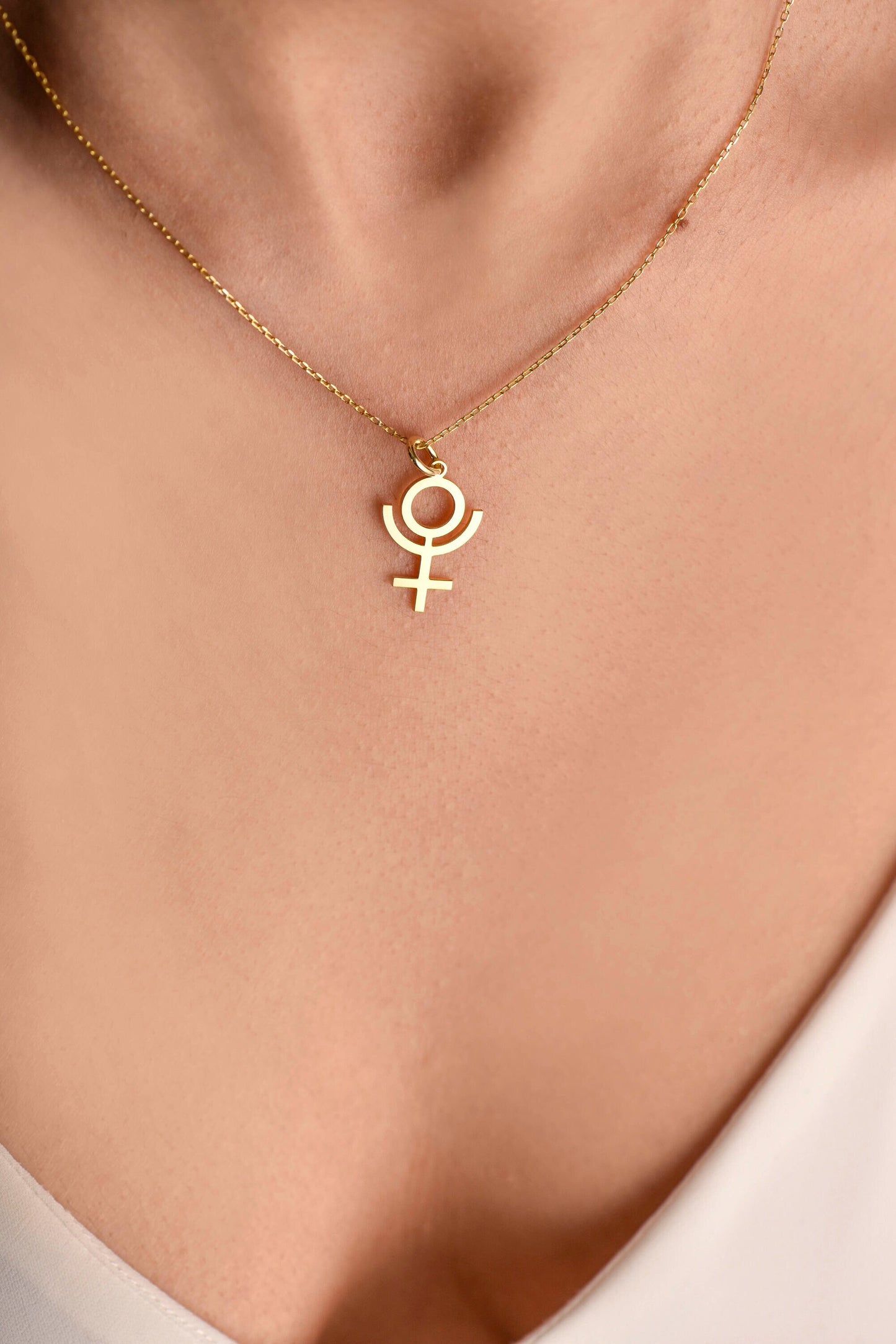 14K Solid Gold Pluto Symbol Necklace,Celestial Charm for Outer Space Lovers,Pluto Symbol Necklace,Christmas Gift Necklace,X-mas Gift Charm