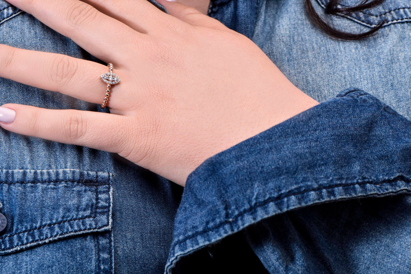 14K Gold Marquise Diamond Ring with Round Accents, Dainty Engagement Ring, Minimalist Gift for Special Occasions